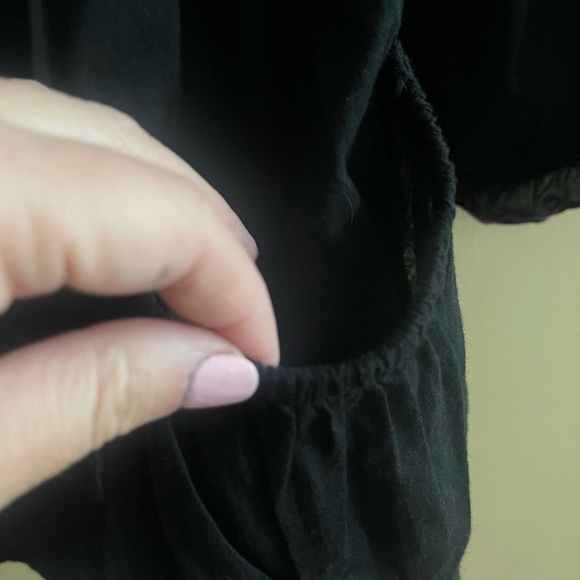 Free People black peasant blouse with pink and cream threading detail - Picture 5 of 7